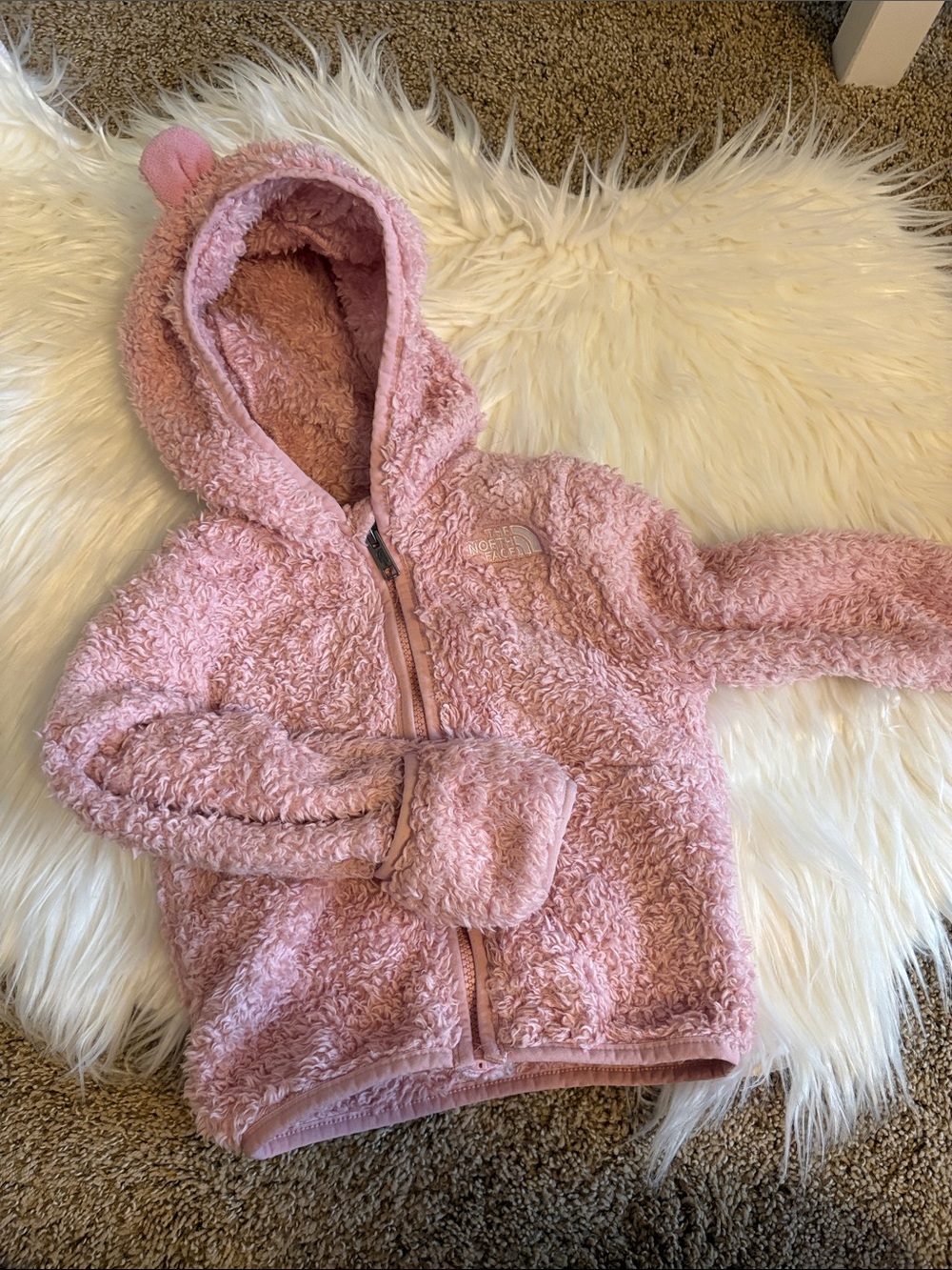 The North Face Kids Pink Sherpa Hooded Zip Jacket